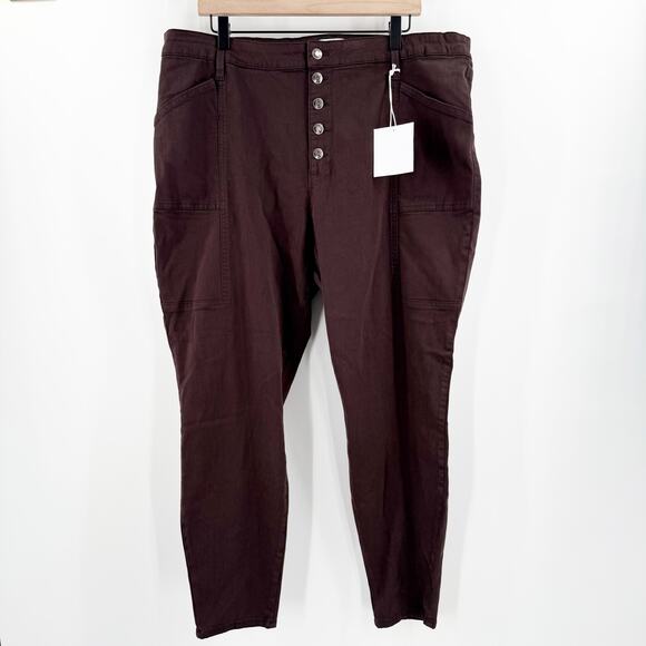 Pistola Jeans SZ 20W Java Brown High Rise Ankle Skinny NWT Button Fly Plus Curvy - Picture 3 of 16